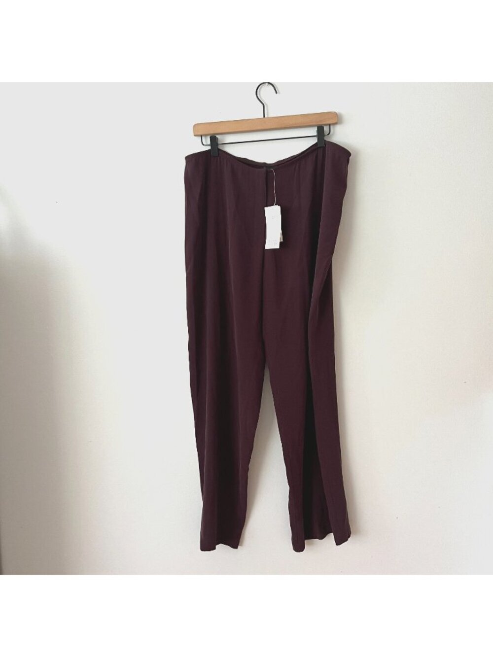 NWT Eileen Fisher Silk Georgette Crepe Casis Luxe Trouser Women's Size Large